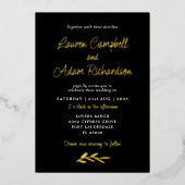 Luxe Black & Gold Folie Huwelijksuitnodiging Folie Uitnodiging (Voorkant)