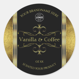 Luxe Black Gold-grenzen productlabels Logo Ronde Sticker