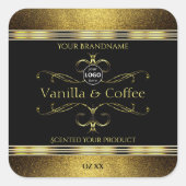 Luxe Black Gold-grenzen productlabels Logo Vierkante Sticker (Voorkant)