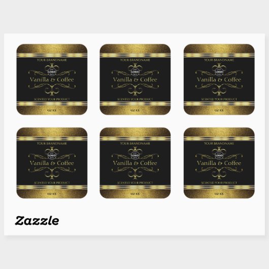 Luxe Black Gold-grenzen productlabels Logo Vierkante Sticker (Vel)