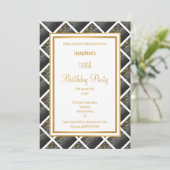 LUXE BLACK GOLD GRID 2 BIRTHDAY INVITATIE KAART (Staand voorkant)