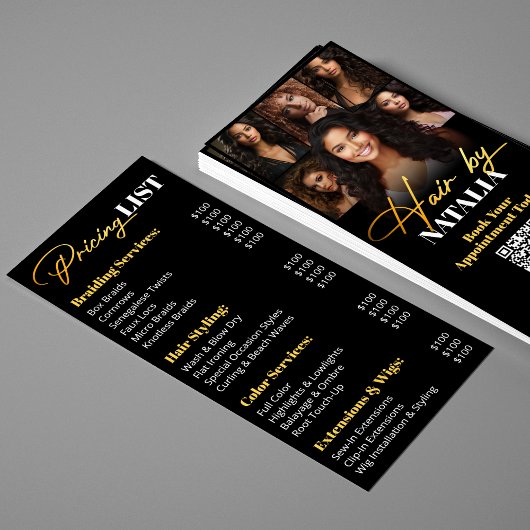 Luxe Black Gold Hair Salon Services Prijslijst Menu