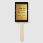 Luxe Black & Gold huwelijksprogramma en tijdlijn Handwaaier (Achterkant)