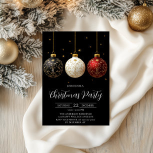 Luxe Black & Gold kerstfeest uitnodiging