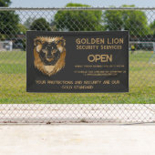 Luxe Black Gold Lion Business Logo Open Spandoek (Insitu)