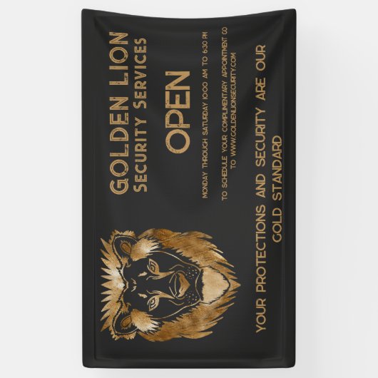 Luxe Black Gold Lion Business Logo Open Spandoek (Verticaal)