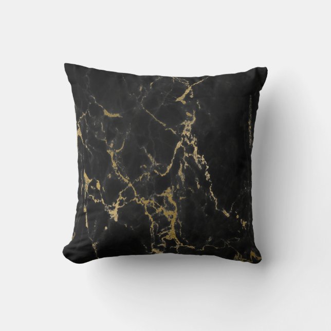 LUXE BLACK GOLD MARBLE INSPIRED CUSHION KUSSEN (Voorkant)
