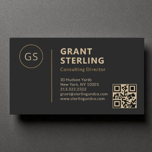 Luxe Black Gold Minimalist Professionele QR-code Visitekaartje