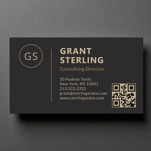 Luxe Black Gold Minimalist Professionele QR-code Visitekaartje