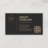 Luxe Black Gold Minimalist Professionele QR-code Visitekaartje (Voorkant)