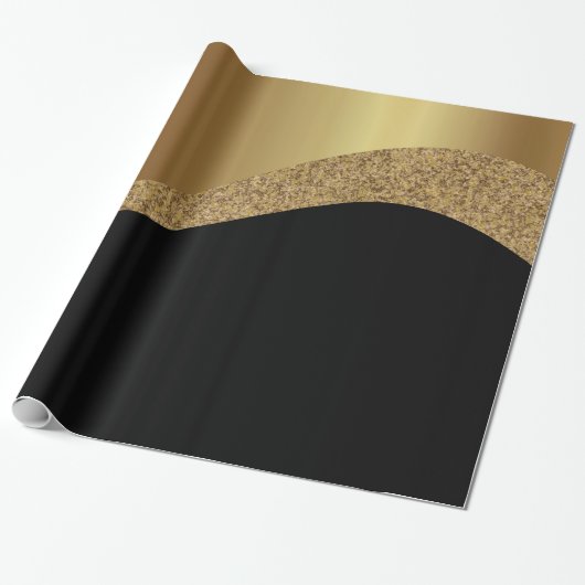 LUXE BLACK GOLD PATROON WRAPPING PAPIER GIFT WRAP (Uitgerold)