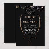 Luxe Black Gold Proost op het nieuwjaarsfeest Kaart (Voorkant / Achterkant)