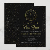 Luxe Black Gold Prost op het Nieuwe Jaar Feest Kaart (Voorkant / Achterkant)