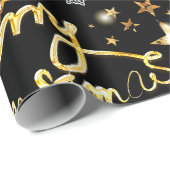 Luxe Black & Gold Stars Metallic Mode Cadeaupapier (Rol Hoek)