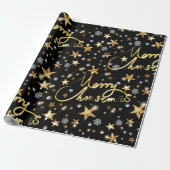 Luxe Black & Gold Stars Metallic Mode Cadeaupapier (Uitgerold)