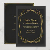 Luxe Black & Gold Uitnodiging (Voorkant / Achterkant)