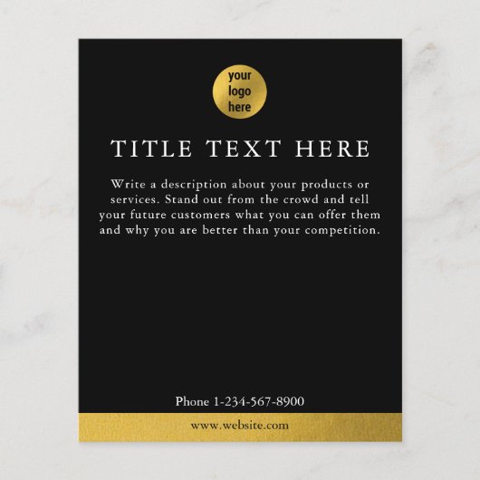 Luxe Black & Gold Zakelijke Logo Marketing Flyer (Voorkant)