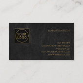 Luxe Black Leather and Gold Company Logo Visitekaartje (Achterkant)