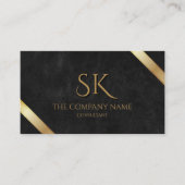 Luxe Black Leather and Gold Company Logo Visitekaartje (Voorkant)