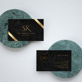 Luxe Black Leather and Gold Company Logo Visitekaartje