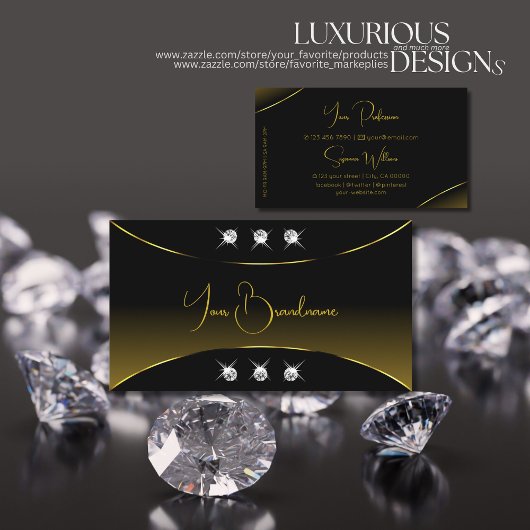 Luxe Black met Gold Decor Sparkle Diamonds Luxe Visitekaartje