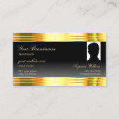 Luxe Black Ombre Gold Borders Logo en foto Visitekaartje (Achterkant)