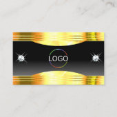 Luxe Black Ombre Gold Borders Logo en foto Visitekaartje (Voorkant)