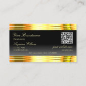 Luxe Black Ombre Gold Borders Logo QR-code Visitekaartje (Achterkant)
