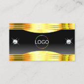 Luxe Black Ombre Gold Borders Logo QR-code Visitekaartje (Voorkant)