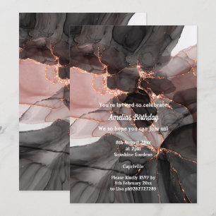 LUXE BLACK PINK CHIFFON PARTY KAART