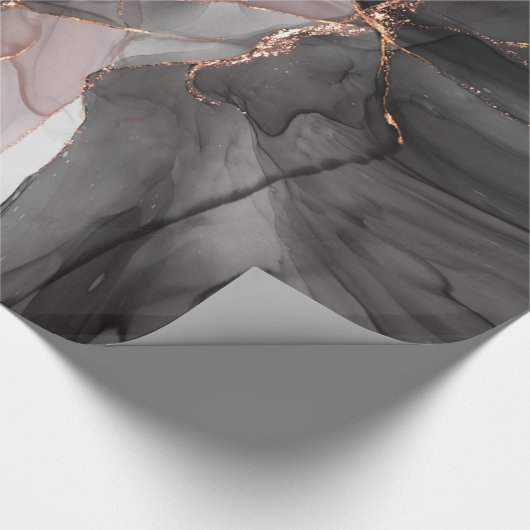 LUXE BLACK PINK FLOATING ROOS WRAPPING PAPIER (Hoek)