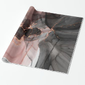 LUXE BLACK PINK FLOATING ROOS WRAPPING PAPIER (Uitgerold)