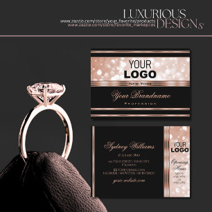 Luxe Black Roos Gold Lumineuze Glitter Stars Logo Visitekaartje