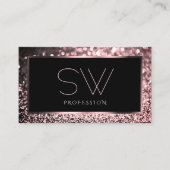 Luxe Black Roos Gold Sparking Glitter Monogram Visitekaartje (Voorkant)