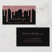 Luxe Black Roos Gold Sparkle Glitter Drips Visitekaartje (Voorkant / Achterkant)