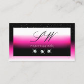 Luxe Black Roze witte gradiënt Monogram Diamonds Visitekaartje (Voorkant)
