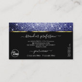Luxe Black Shimmery Royal Blue Glitters toevoegen Visitekaartje (Achterkant)
