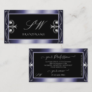 Luxe  Black Sparkle Diamonds Monogram Visitekaartje