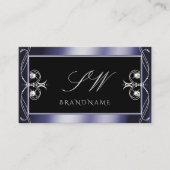 Luxe Black Sparkle Diamonds Monogram Visitekaartje (Voorkant)