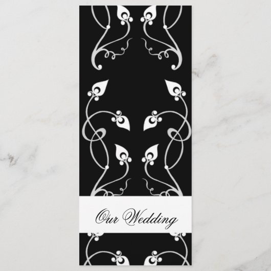 Luxe Black Swirls Damask Menu (Achterkant)
