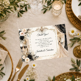 Luxe Black Tie Elegantie Bruiloft Bedankkaart