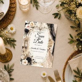 Luxe Black Tie Elegantie Trouwdag Save The Date