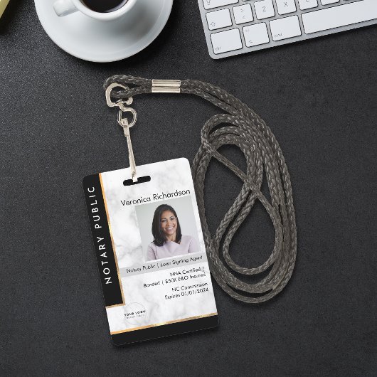 Luxe Black White Gold Marble Professional Notionee Badge