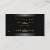 Luxe Black White Gradient Gold Lijst Monogram Visitekaartje (Achterkant)