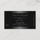 Luxe Black White Gradient Silver Lijst Monogram Visitekaartje (Achterkant)