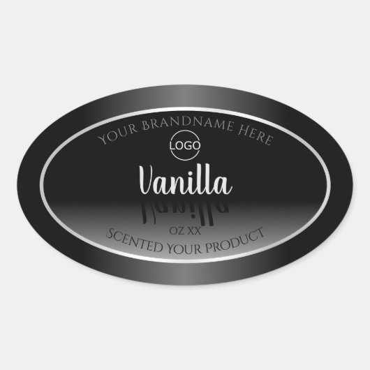 Luxe Black White Product Label Silver Lijst Logo (Voorkant)