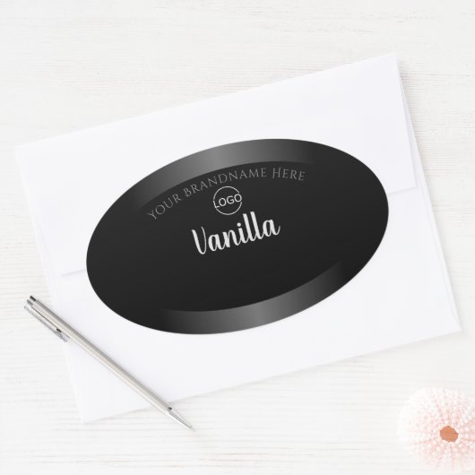 Luxe Black White Product Label Silver Lijst Logo (Envelop)