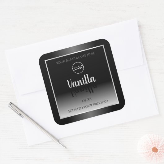 Luxe Black White Product Label Silver Lijst Logo (Envelop)