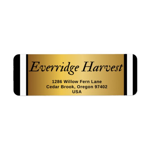 Luxe Black & White Stripes with Gold Accent Label (Voorkant)