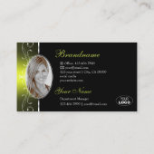 Luxe Black Yellow  Borders Logo Foto Visitekaartje (Achterkant)